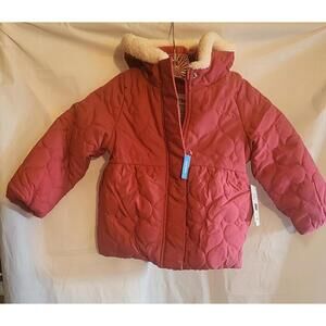 Carter's Girls 4T Quilted Pink Hooded Winter Jacket with Sherpa Lining